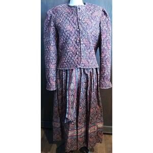 Vera Bradley Quilted Jacket Skirt Cami Belt 4 pc. Set Green Red Paisley Large